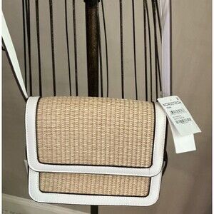 Nordstrom Skye Straw Crossbody White Snow Handbag NWT
